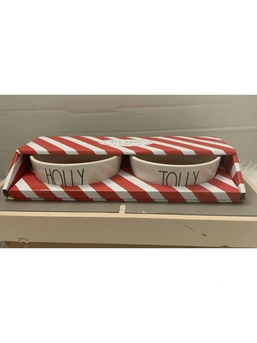 🧑‍🎄 Rae Dunn Christmas Dog Bowls Holly Jolly Holiday Pet Bowls NIB